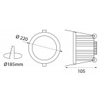 Downlight LED Redondo FORAT 25W, corte 185mm